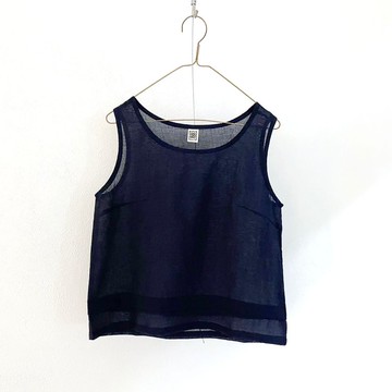 夏日短版背心 - 藍