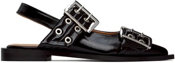 GANNI 黑色 Feminine Buckle 芭蕾鞋