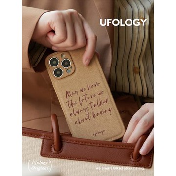 Ufology原創秋冬適用iPhone14promax手機殼13復古12皮蘋果軟新款iphone15prmax文字ins馮簡約11高級16promax