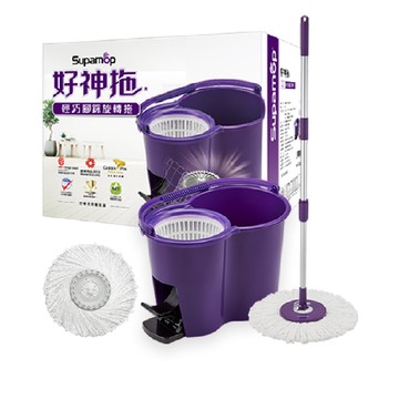 Supamop 輕巧腳踩旋轉拖把組 (1桶1拖2布)