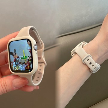 錶帶+保護殼 適用 Apple Watch 10 9 8 7 5 6 SE 蘋果手錶錶帶 46mm 45mm 矽膠錶帶