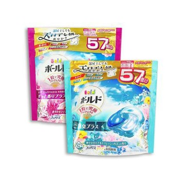 (2袋114顆任選超值組)日本P&G-Bold強洗淨4合1消臭柔軟香氛洗衣凝膠球57顆/袋(室內晾曬防悶臭家庭號洗衣球,祛黃潔白柔順洗衣膠囊補充包,1粒究極全機型適用)
