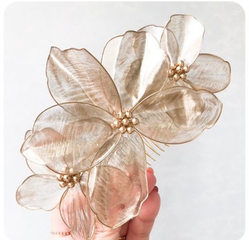 金色花頭飾品 新娘頭飾品　婚礼