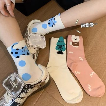 卡通襪子女中筒襪春秋季純棉ins潮韓國日係可愛少女網紅夏天長襪 C213