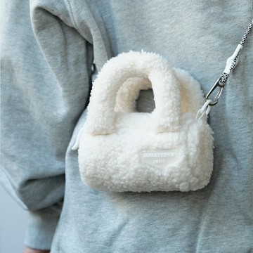 秋冬系列 蛋捲包 水桶包手提包 迷你可愛斜挎側背包 小款 泡沫白