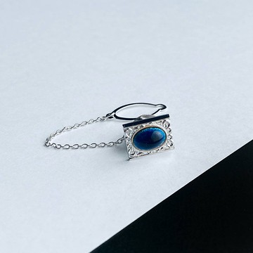 Suehiro [水藍色] 景泰藍領帶大頭針純銀景泰藍