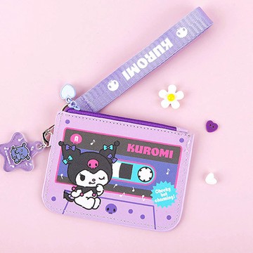 韓國文具連線 - (可拆式掛繩)錄音帶風格零錢包-卡通人物庫洛米-紫 (12x9cm)