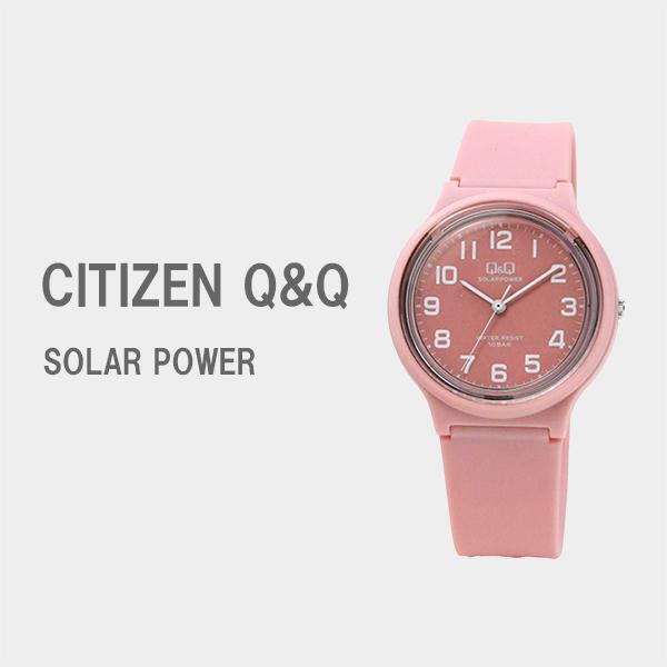ピンクの猫様ソーラー時計 旅行 入院 に 電池交換不要 軽い 見やすい Q&Q シチズン
