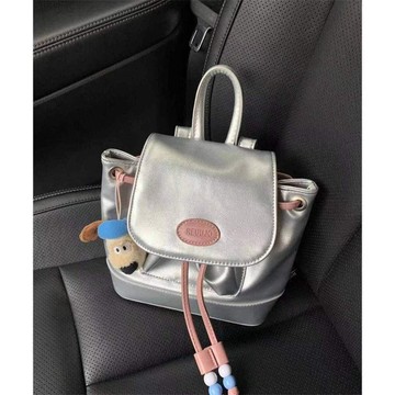 Bag House👜 【5256人好評】小衆設計銀粉撞色雙肩包包女2023新款韓係外出小背包休閒大容量包