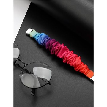 適用于Fitbit Luxe 智能手表環雪紡發圈松緊多色印花彩虹腕表帶女