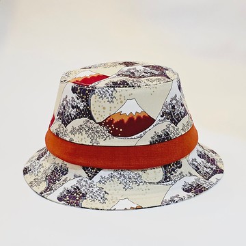 【HiGh MaLi 】英式帽-神奈川沖浪裏/米白色#日系#浮世繪#遮陽#帥