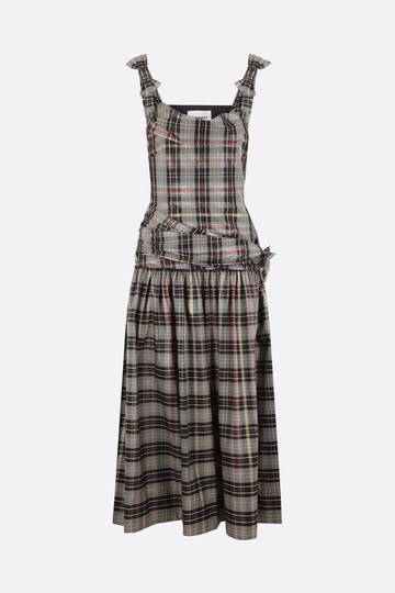 MOLLY GODDARD checked lurex sleeveless dress with drapes and bows Woman