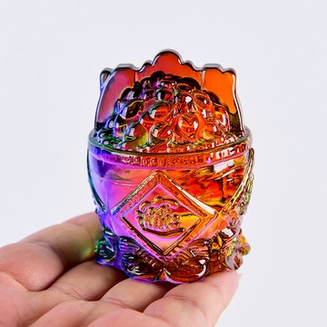 黃粉紫藍一桶金擺件水晶元寶 開業禮品吉祥物家居裝飾品