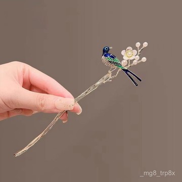 喜上眉梢喜鵲髮簪女古風漢服靈鳥髮釵步搖旂袍盤頭中國風複古簪子 IQGR