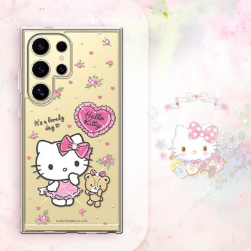 三麗鷗 Samsung Galaxy S系列防震雙料水晶彩鑽手機殼-凱蒂好心情