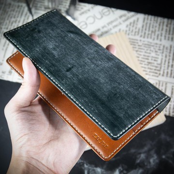 【客製化禮物】【手縫長夾\商務長夾】墨綠 英國馬韁革 Mister皮