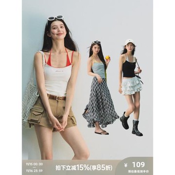 RECOIN R1C帶胸墊外穿掛脖辣妹吊帶背心兩件套2025新款夏季小上衣