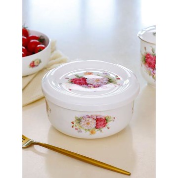 骨瓷保鮮碗泡面碗微波爐專用帶蓋加熱飯盒陶瓷碗密封家用飯碗湯碗
