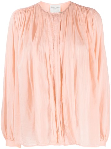 Forte Forte - gathered cotton-blend blouse - women - Cotton/Silk - IV - Pink