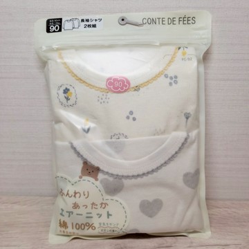 【現貨90cm 🚩日本童裝空運】CONTE DE FÉES 長袖上衣2件組 愛心 小花 女童 家居服 日本童裝