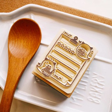 手工橡皮章 - 愛吃鬼筆記 美食紀錄章 4X5cm (可客製文字)