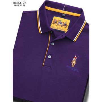 純棉長袖T恤男士翻領POLO衫有領春季上衣服高檔刺繡商務休閑男裝