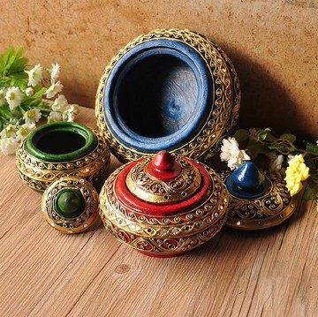 泰國進口實木首飾盒擺件 創意家居復古儲物盒子東南亞風格收納盒