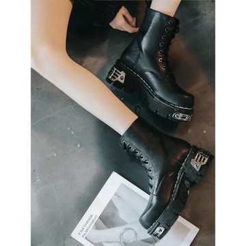 2024秋冬新款chic馬丁靴女加絨英倫風厚底機車靴短靴帥氣靴潮