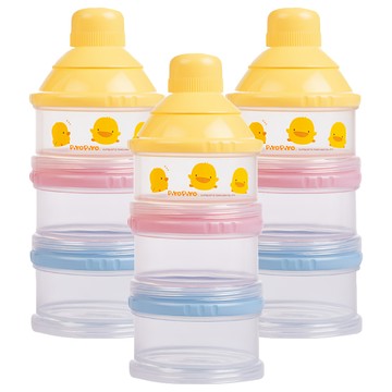 PiYOPiYO 黃色小鴨 不易漏奶粉罐 三層分裝 外出便攜  3組