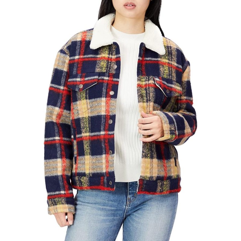 levi's women's plaid wool trucker jacket