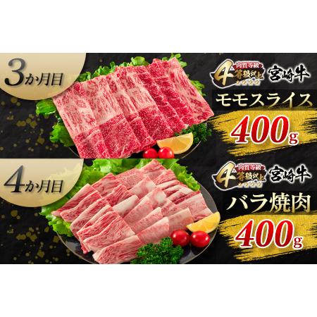 ふるさと納税 ≪6か月お楽しみ定期便≫宮崎牛焼肉＆スライスセット(総重量2.2kg)　肉　牛　牛肉 KB1-23 宮崎県日南市