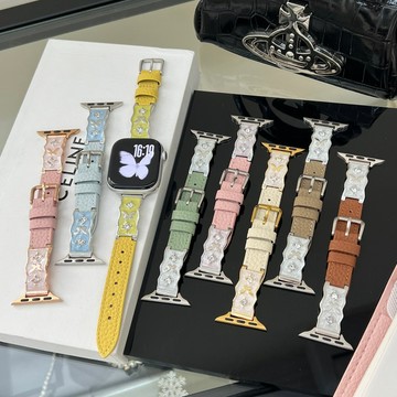 荔枝紋蝴蝶真皮錶帶 適用iwatch11錶帶 Apple watch全系列錶帶 蘋果錶帶