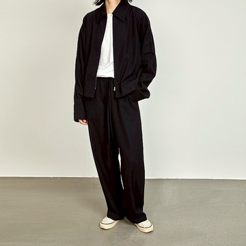 秋冬 翻領短款黑 100%羊毛 連袖 拉鏈 夾克 外套