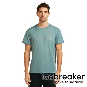 【icebreaker】男 Core天絲圓領短袖上衣(露營營火)『霧綠藍』0A57GP 戶外 露營 登山 健行 休閒 時尚 出國 旅遊 短袖 上衣