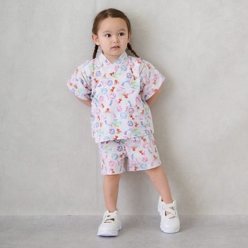 petit main 品牌旗艦店 GIRLS 女童印花和風甚平套裝【網路限定】【姊妹裝】 【日本直接出貨】