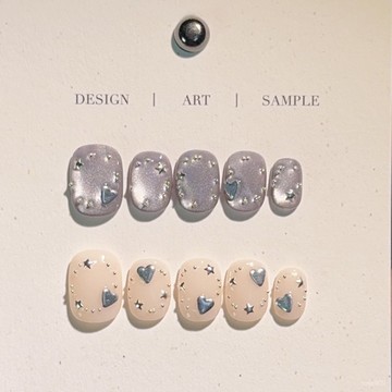 ➕純色美美噠💯純手工穿戴甲小紅書爆款ins風超亮貓眼星星日常款指甲片美甲純色穿戴甲 UVEN