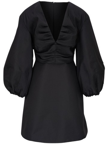 Carolina Herrera - puff-sleeve silk minidress - women - Silk - 2 - Black