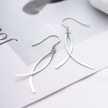 銀飾今生s925純銀耳環極簡設計氣質耳飾女長耳線顯臉瘦時尚耳釘1入