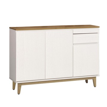 文創集 奈吉亞雙色4尺三門單抽拉盤低餐櫃/收納櫃-121x40x88cm免組