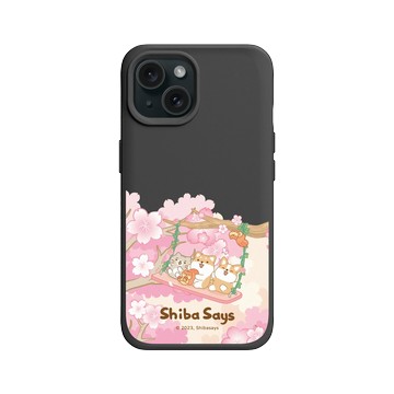 iPhone 15 SolidX 黑 - 柴語錄 Shiba Says - 櫻花鞦韆