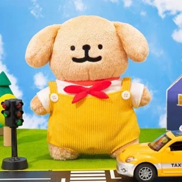 線條小狗 絨毛娃娃-小金吊帶褲(黃)