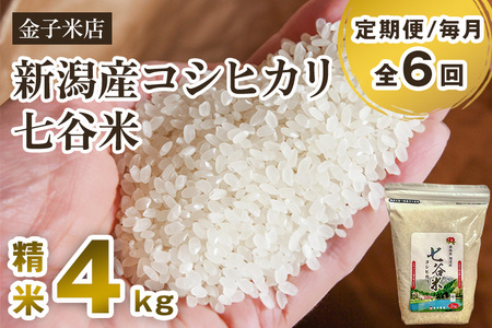 老舗米穀店が厳選 新潟産 従来品種コシヒカリ「七谷米」精米4kg（2kg×2）白米 窒素ガス充填パックで鮮度長持ち 金子米店 定期便 定期購入 定期 コシヒカリ 新潟県産コシヒカリ 米 お米