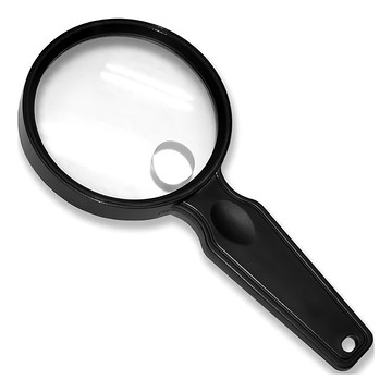 CARSON 卡薾紳 簡約聚焦放大鏡，透鏡直徑8.2cm，2.5倍/10倍倍率，指槽好握設計  黑色  1個