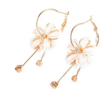 【RJ New York】純潔山茶花珍珠鋯石流蘇耳環(2色選)