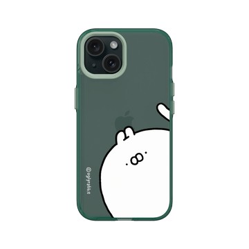 iPhone 15 Clear 憂墨綠 - Ugly Rabbit 醜白兔 - 大臉經典款