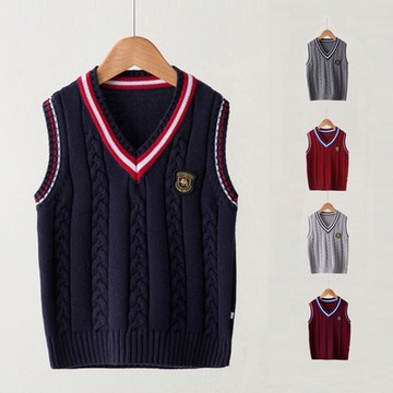 英倫學院風針織V領背心 大童 毛線背心 毛衣 針織 外搭 男童 女童 兒童 童裝 橘魔法 現貨【BB8871】