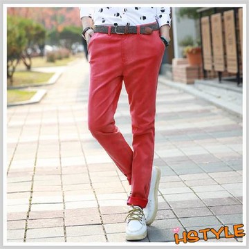 休閒褲 男裝撞色休閒直筒長褲NV4453-創翊韓都