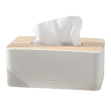 Pantone皮革木質長方形衛生紙盒 PP材質 適用於餐廳、客廳、KTV、餐桌、化妝台等  白色  10 x 23 x 13cm