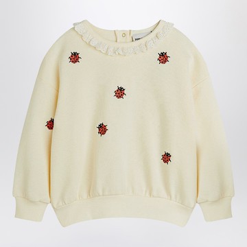 Ivory sweatshirt with embroidered ladybugs