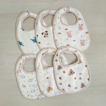 【Chu-mi 啾米】六層紗手繪圍兜 寶寶圍兜  嬰兒紗布巾 兒童圍兜 口水巾 吃飯兜｜Doris.Ann